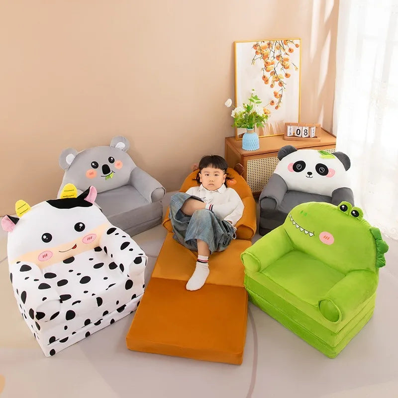 Kids Folding Sofa Bed – Convertible Toddler Seat & Nap Couch with Removable Washable Cover