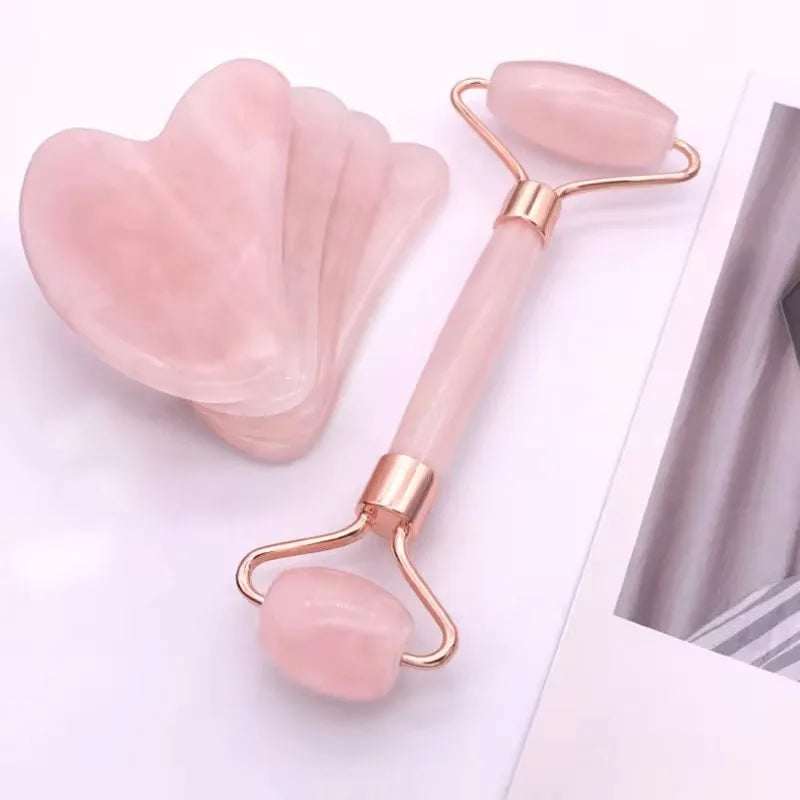 Gua Sha Set - Facial Massager & Roller Kit, Double-Sided Scraping Board for Face & Body