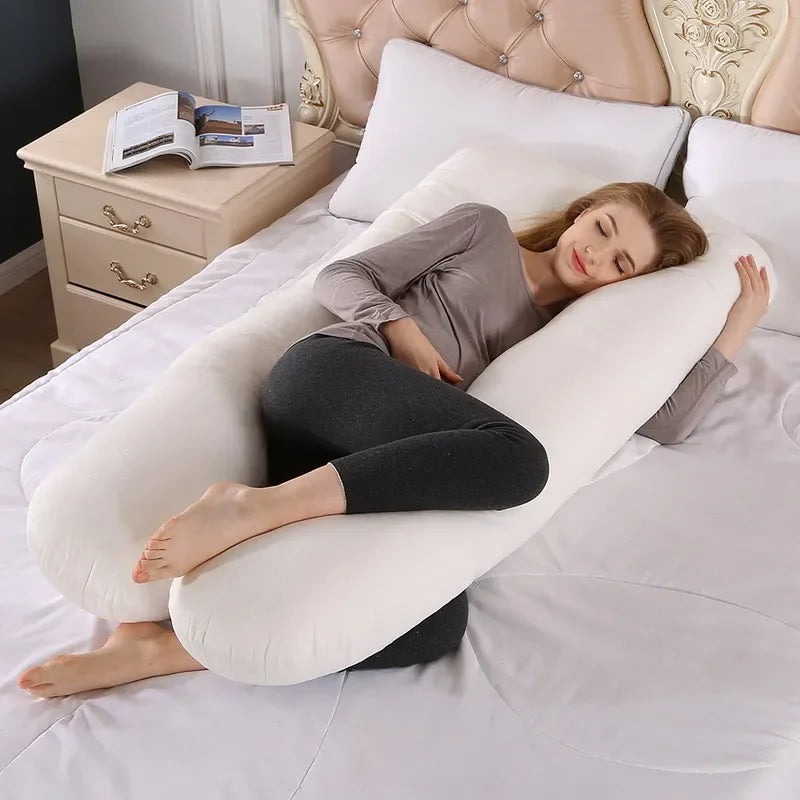 U-Shaped Maternity Pregnancy Pillow – Full-Body Support for Sleep & Nursing, Velvet Cover, Removable Washable – 120×70 cm (47×28 in) & 140×75 cm (55×30 in)