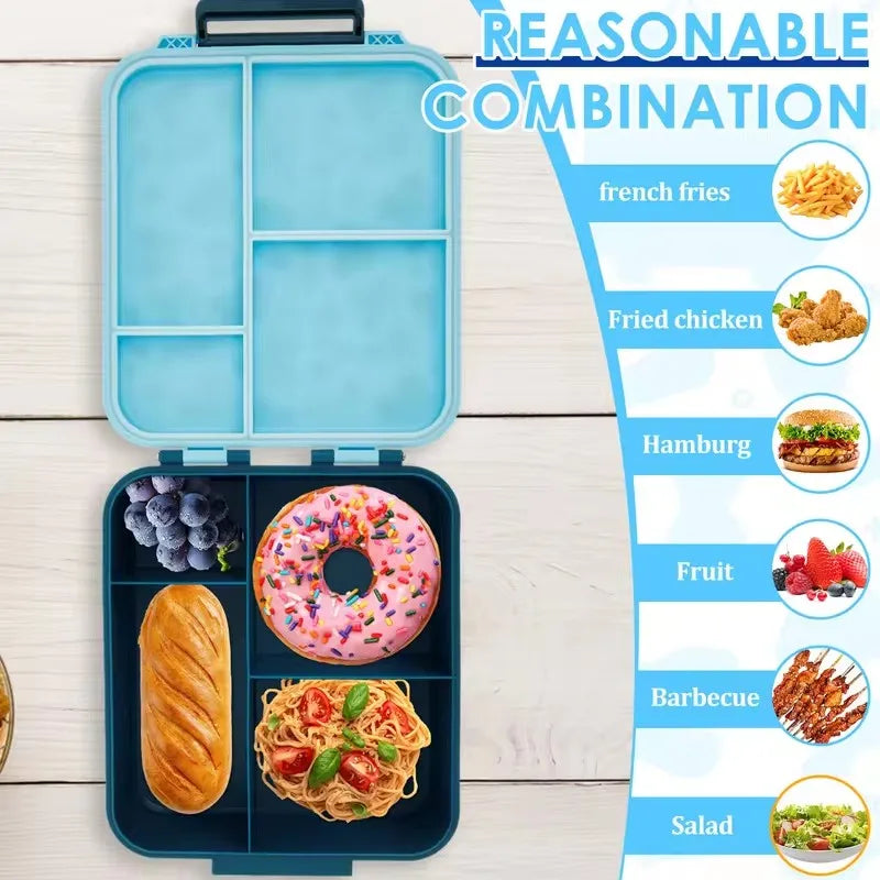 1700ml Leakproof Bento Lunch Box with 300ml Stainless Steel Soup Jar — Microwave-Safe Lunch Box for Office & School