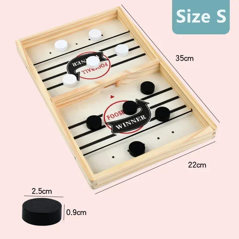 Wooden Sling Puck Catapult Board Game – Fast 2-Player Family & Parent-Child Tabletop Game