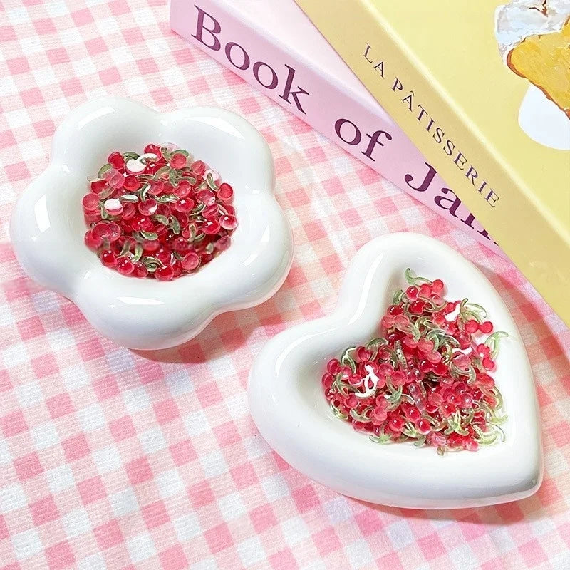 20-Pack 3D Mini Red Cherry Nail Charms Resin Nail Art Decorations for DIY Manicure