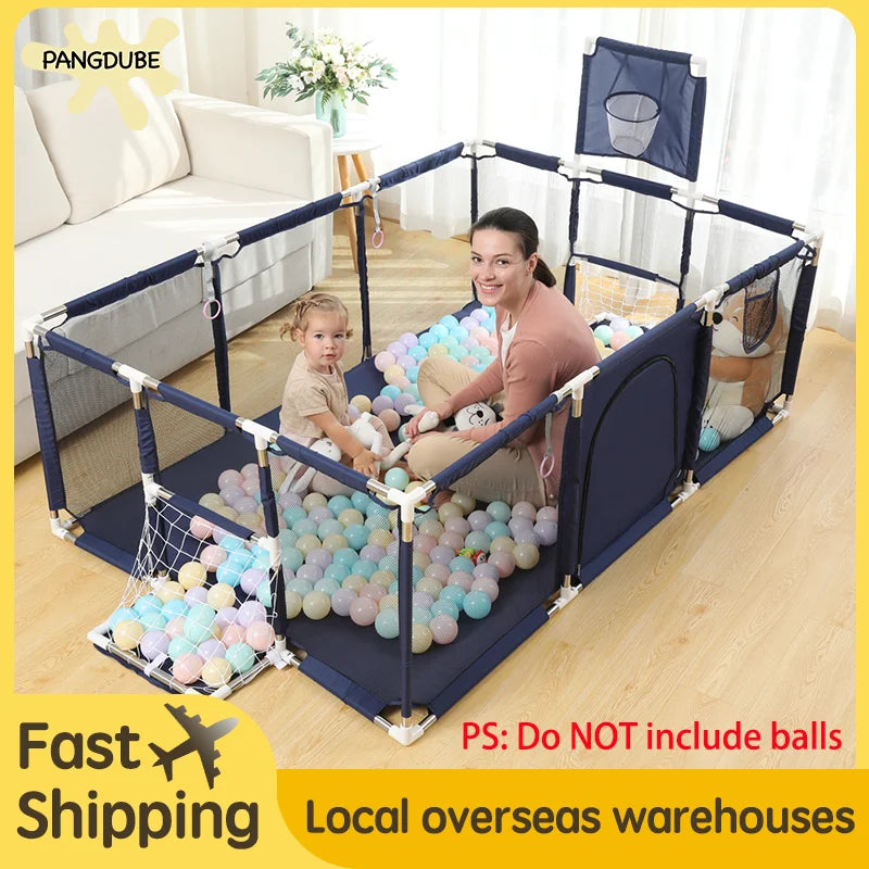 Baby Playpen Play Yard 125×125×68 cm (49.2×49.2×26.8 in) Thick Steel Frame Cloth Baby Fence for Infants & Toddlers