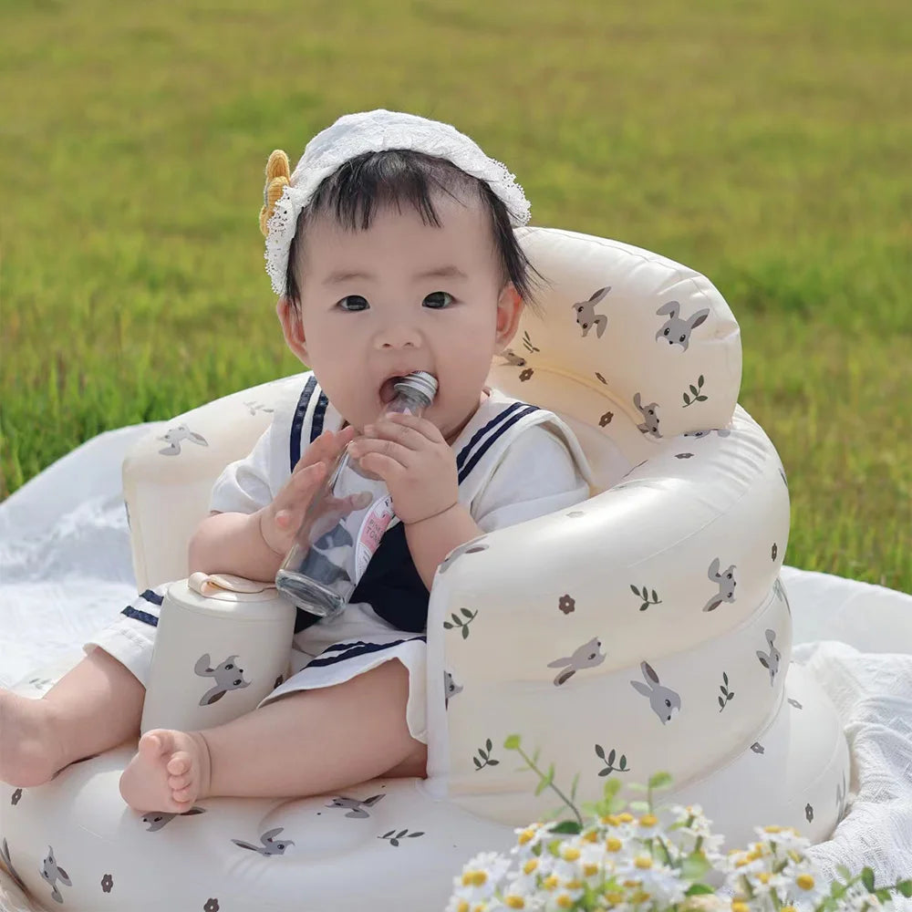 Portable Inflatable Baby Seat — PVC Infant Sofa & Bath Stool, Multifunctional Learning/Sitting Practice Chair (57×48×35 cm / 22.4×18.9×13.8 in)