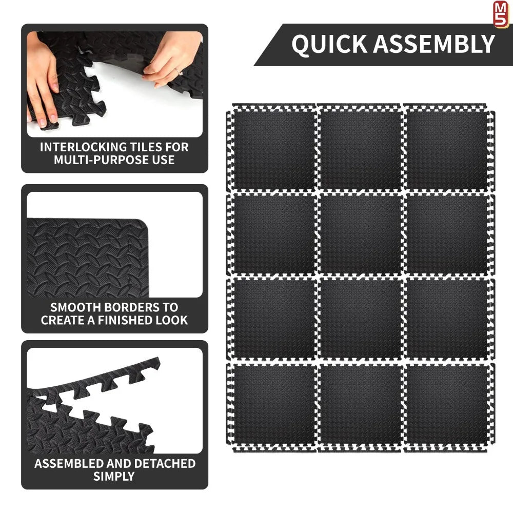 EVA Foam Interlocking Puzzle Exercise Mat with Massage Acupressure Surface, Non-Slip Home Gym Floor Protector
