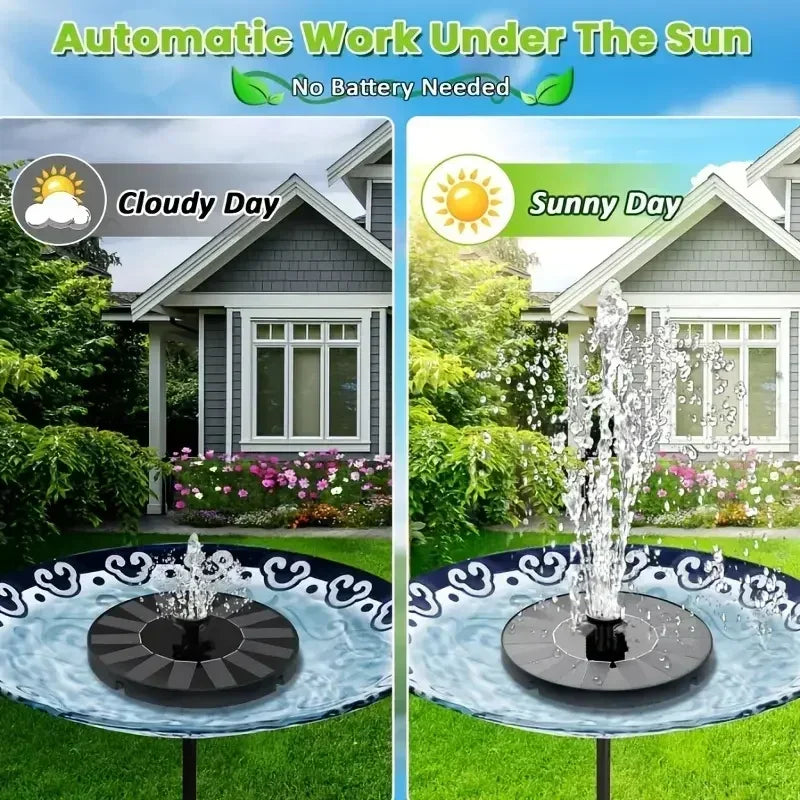 Solar Floating Fountain Pump for Bird Baths and Garden Ponds, 8-Nozzle — 13/16/18 cm (5.1/6.3/7.1 in)