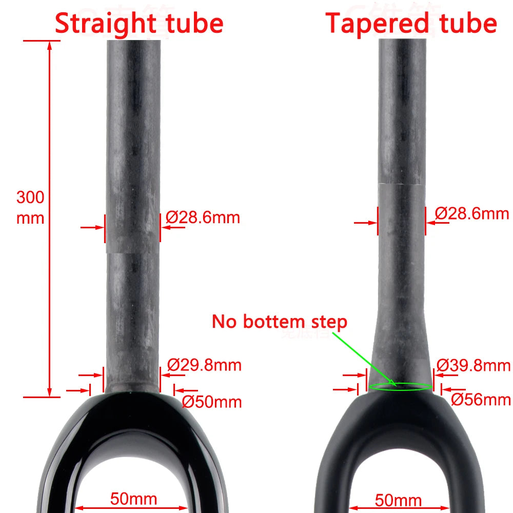 700C Full Carbon Gravel & Cyclocross Road Bike Fork — Flat Mount Disc Brake, Rack/Fender Mount, Tapered or Straight Steerer