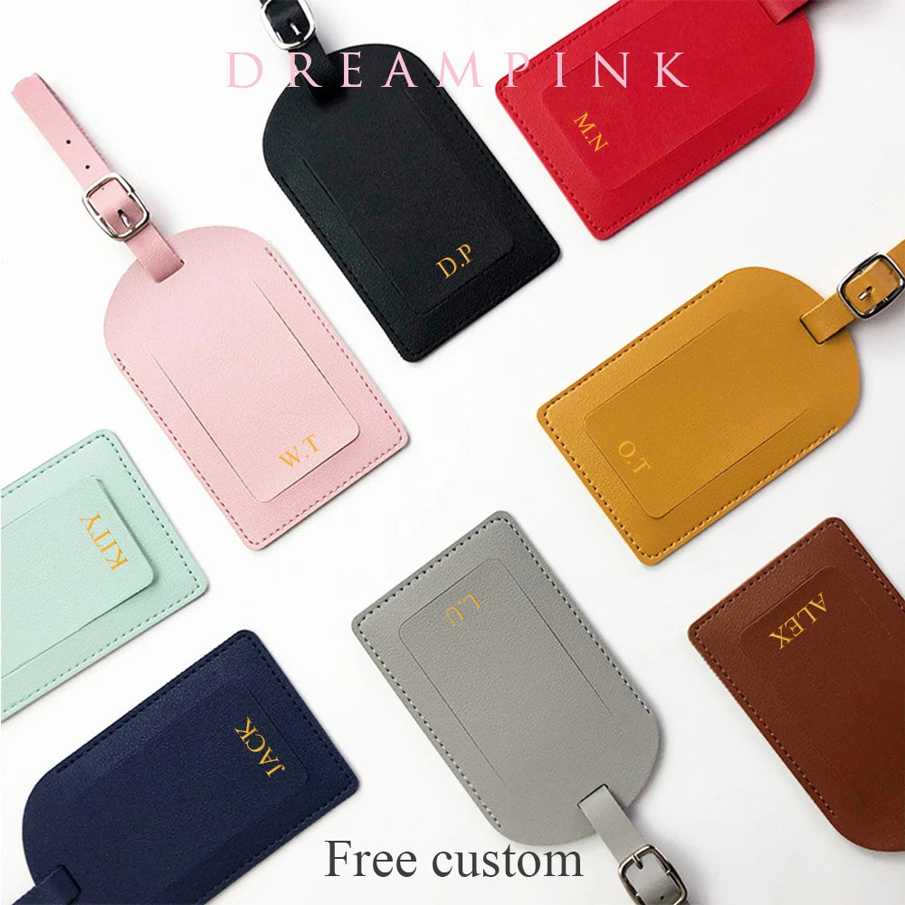 Personalized Initial Luggage Tag Custom PU Monogram Suitcase Name Tag