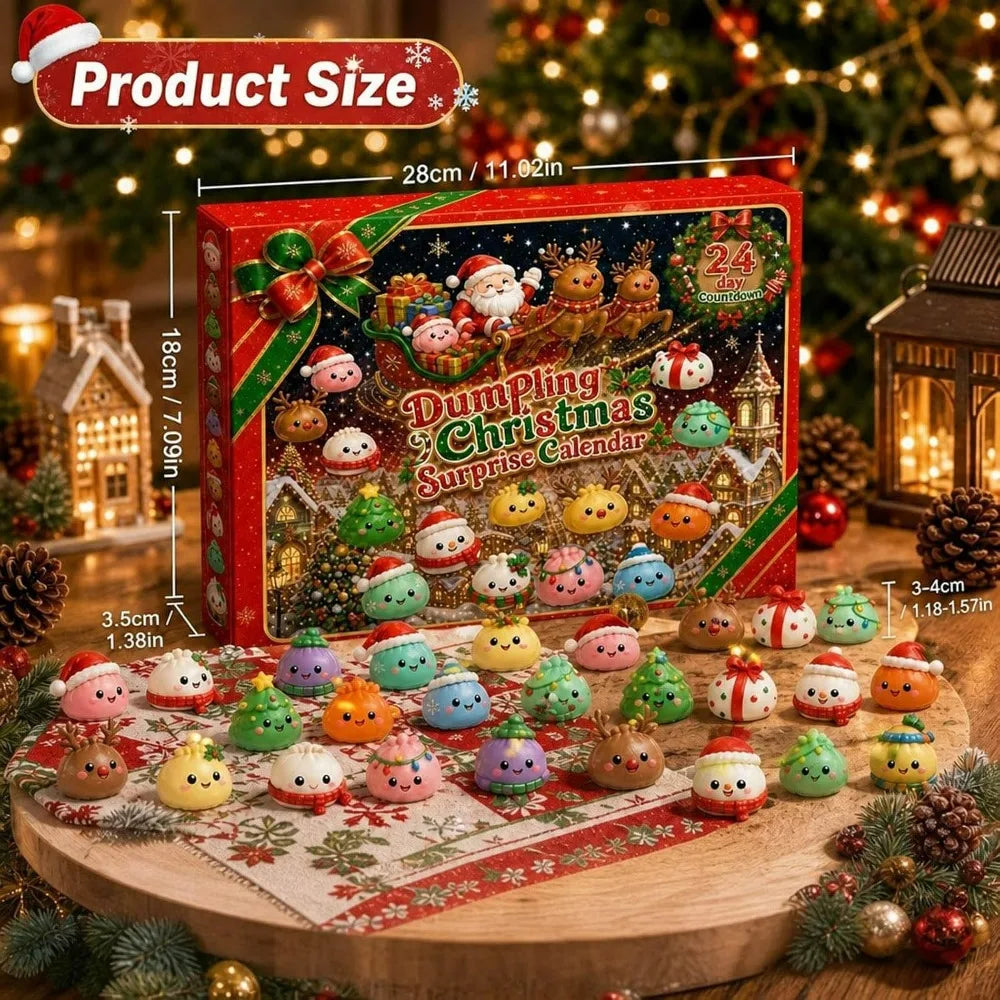 Christmas Dumpling Squishies Advent Calendar - 24-Day Blind Box Countdown Stress Relief Gifts