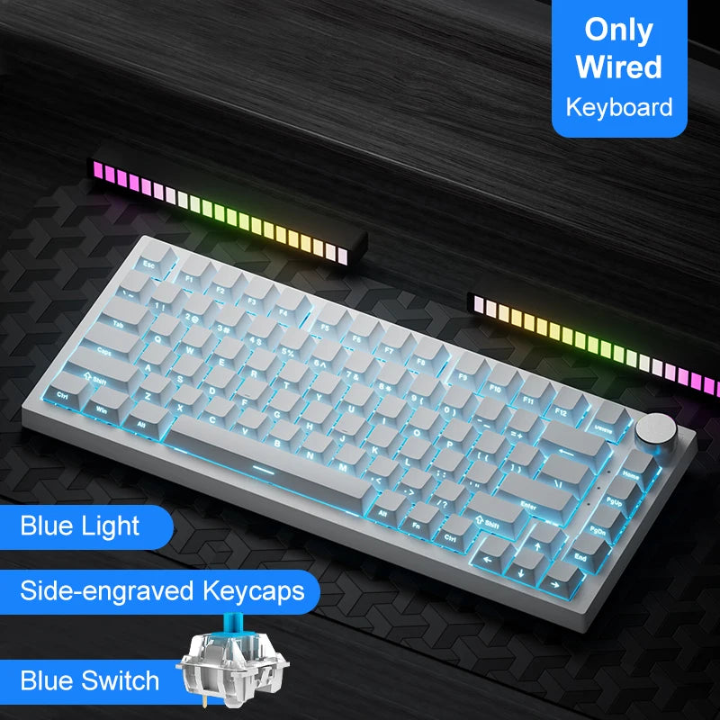 75% Hot-Swappable Mechanical Keyboard — Bluetooth 5.1, 2.4G Wireless & Wired USB-C, PBT Keycaps, RGB, Gasket Mount, Metal Volume Knob