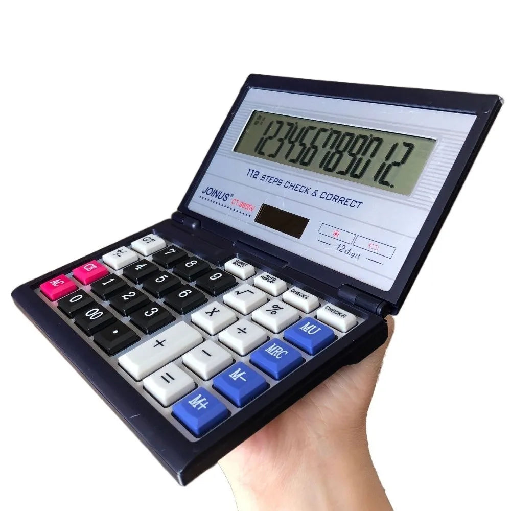 Foldable Flip Solar Calculator 12-Digit Large Screen Portable Financial Office Calculator