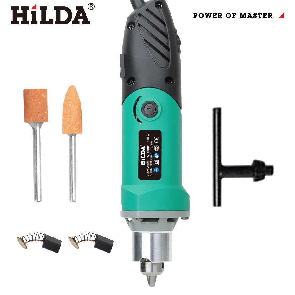 Engraver Electric Drill 500W 6-Speed Rotary Tool Kit - High-Power Grinder & Polisher for Woodworking