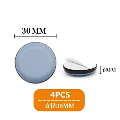 4-Pack Self-Adhesive Furniture Sliders PTFE Felt Floor Protectors - Anti-Scratch Glide Pads for Carpet, Wood, Tile