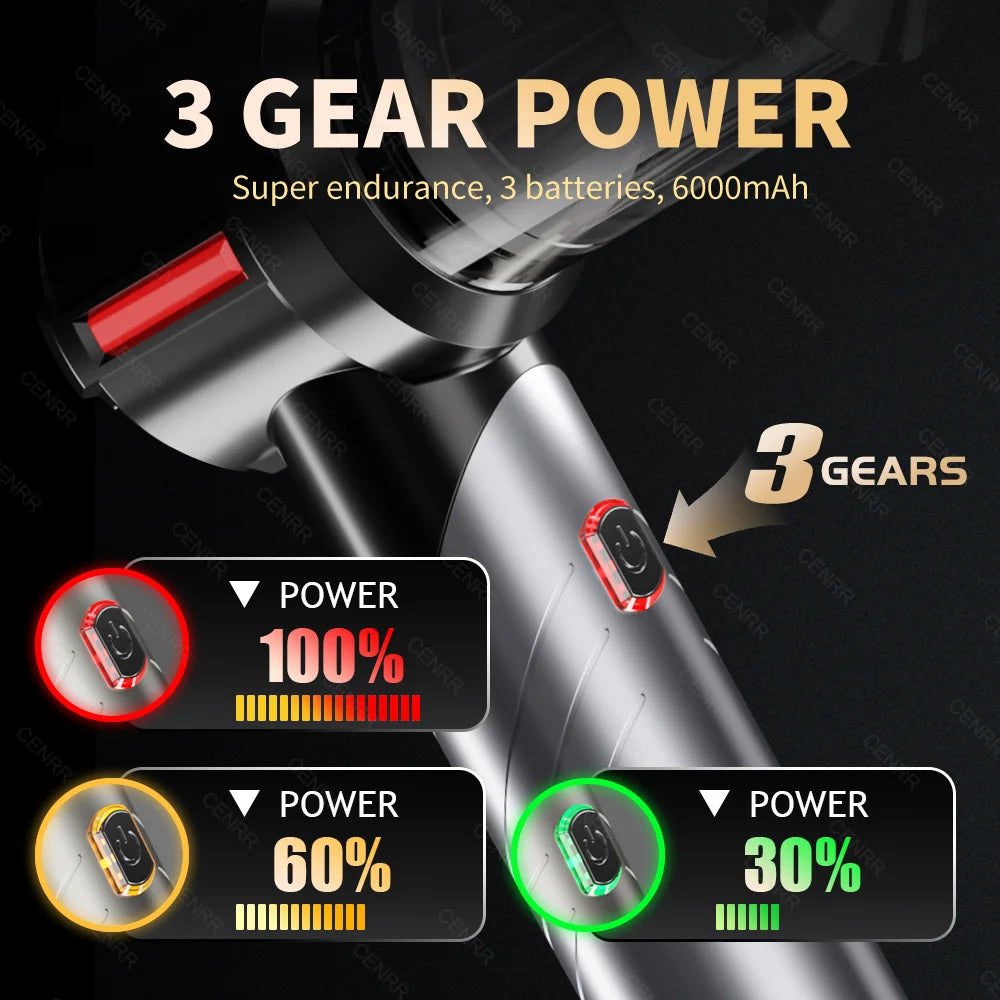Mini Cordless Handheld Car Vacuum Cleaner & Blower - 998000PA Strong Suction, USB-C Rechargeable, Portable