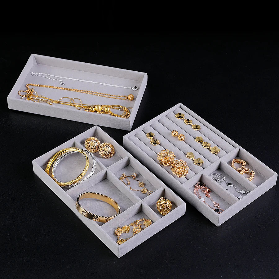 Flocking Velvet Jewelry Tray - Jewelry Organizer Insert 21.3 x 12.5 x 2.5 cm (8.4 x 4.9 x 1 in)