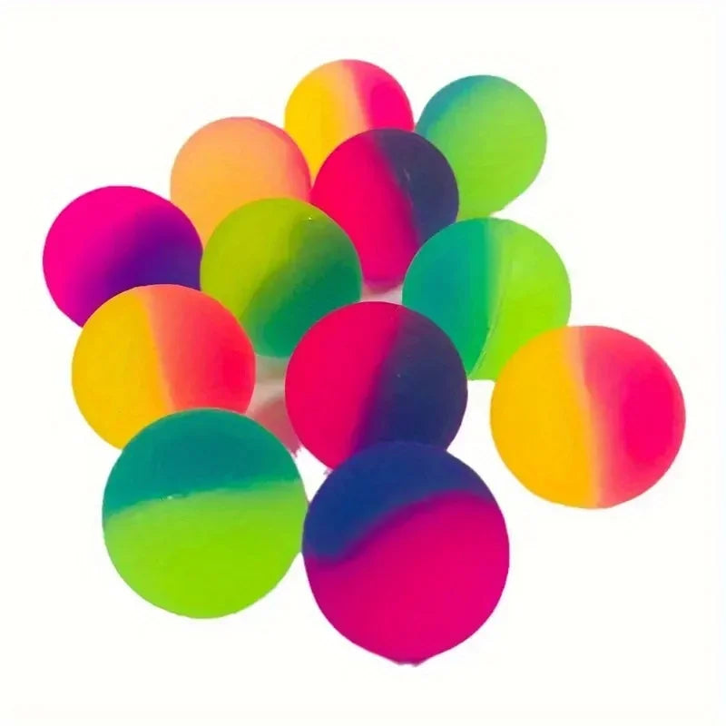10-Pack High-Bounce Rubber Cat Toy Balls - 25mm (1 in) Colorful Rainbow