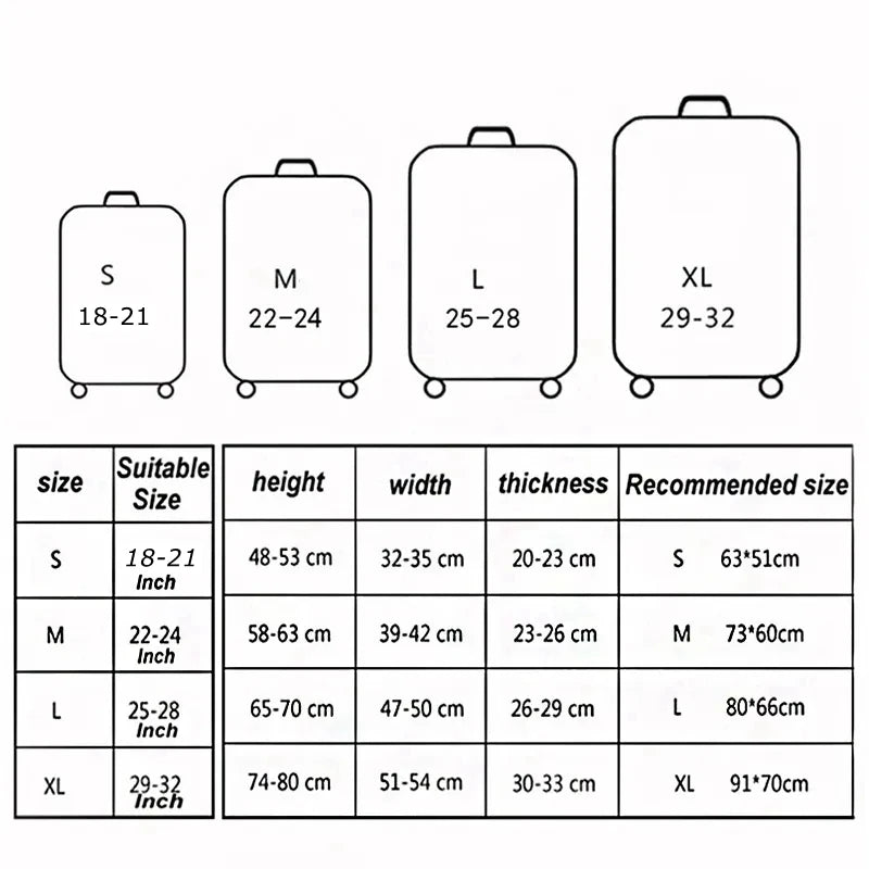 Elastic Stretch Printed Luggage Cover with Zipper & Buckle – Fits 18–32 Inch (46–81 cm) Suitcases – Durable Travel Trolley Protector