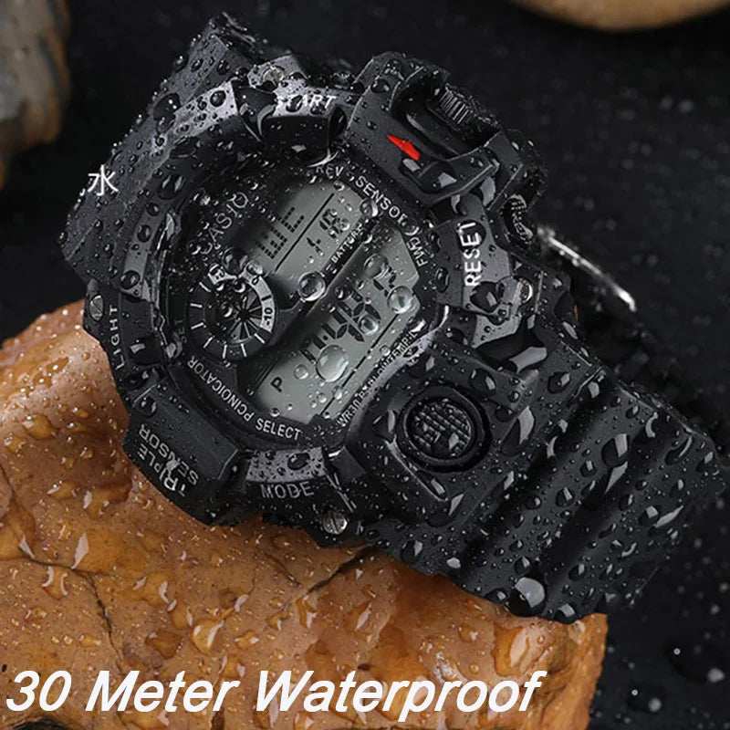 Men's Sports Digital Watch - Large 55mm Dial, Waterproof 3ATM (30M), Luminous Alarm & Stopwatch