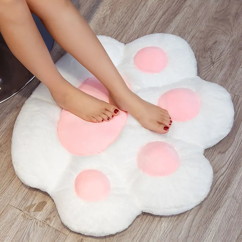 Kawaii Cat Paw Plush Floor Cushion 70 × 60 cm (27.6 × 23.6 in) — Soft Stuffed Seat Pillow Butt Pad for Home, Office & Nap