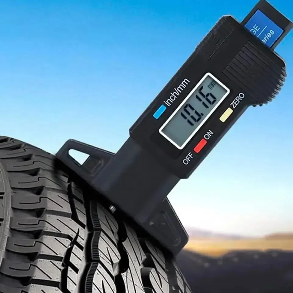 Digital Tire Tread Depth Gauge 0-25mm (0–0.98in) LCD Caliper — Portable Tire Gauge for Car, Motorcycle, Truck