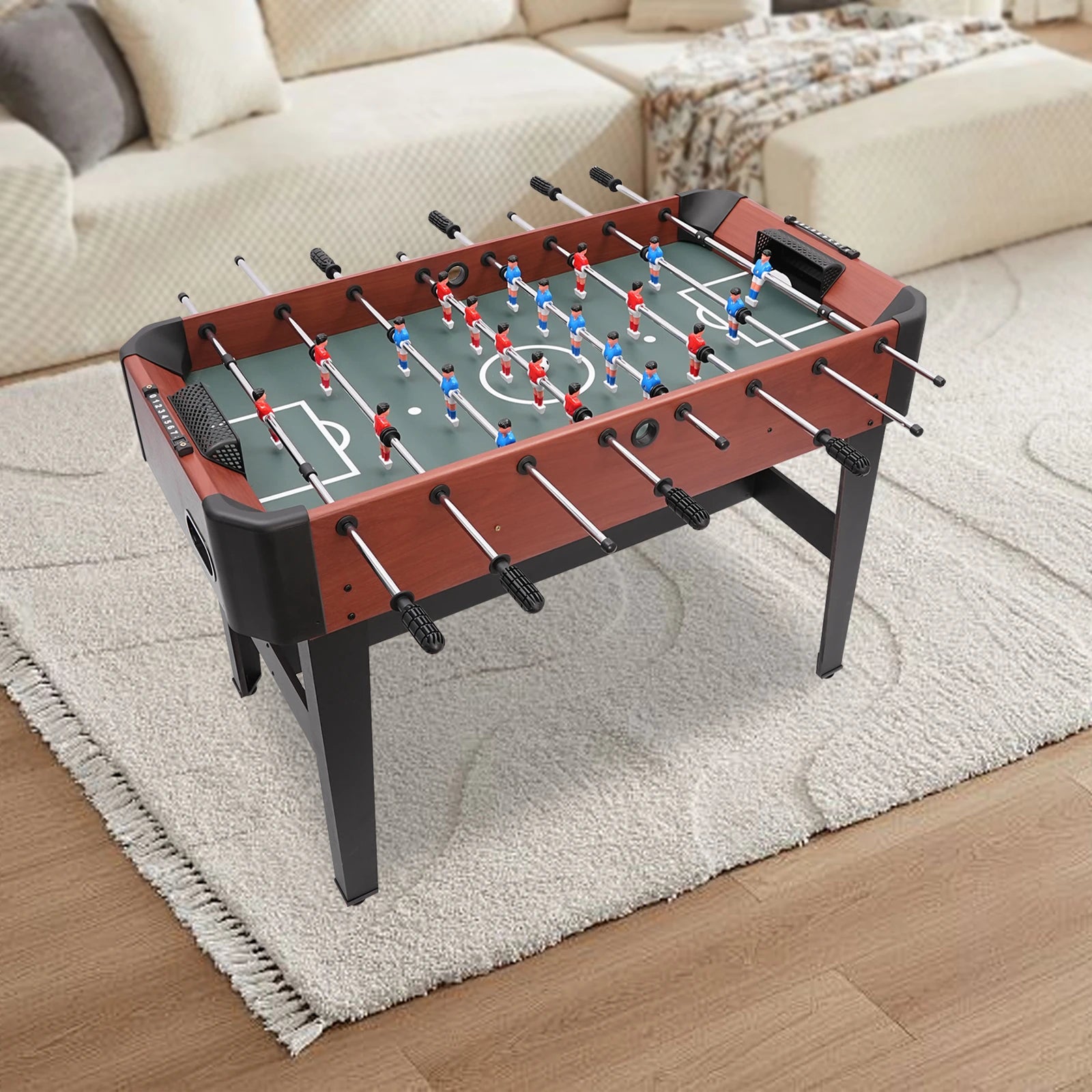 8-Rod Foosball Table 120×61×81 cm (47.2×24×31.8 in) – Steel Rods & Counterbalanced Players for Home Game Room