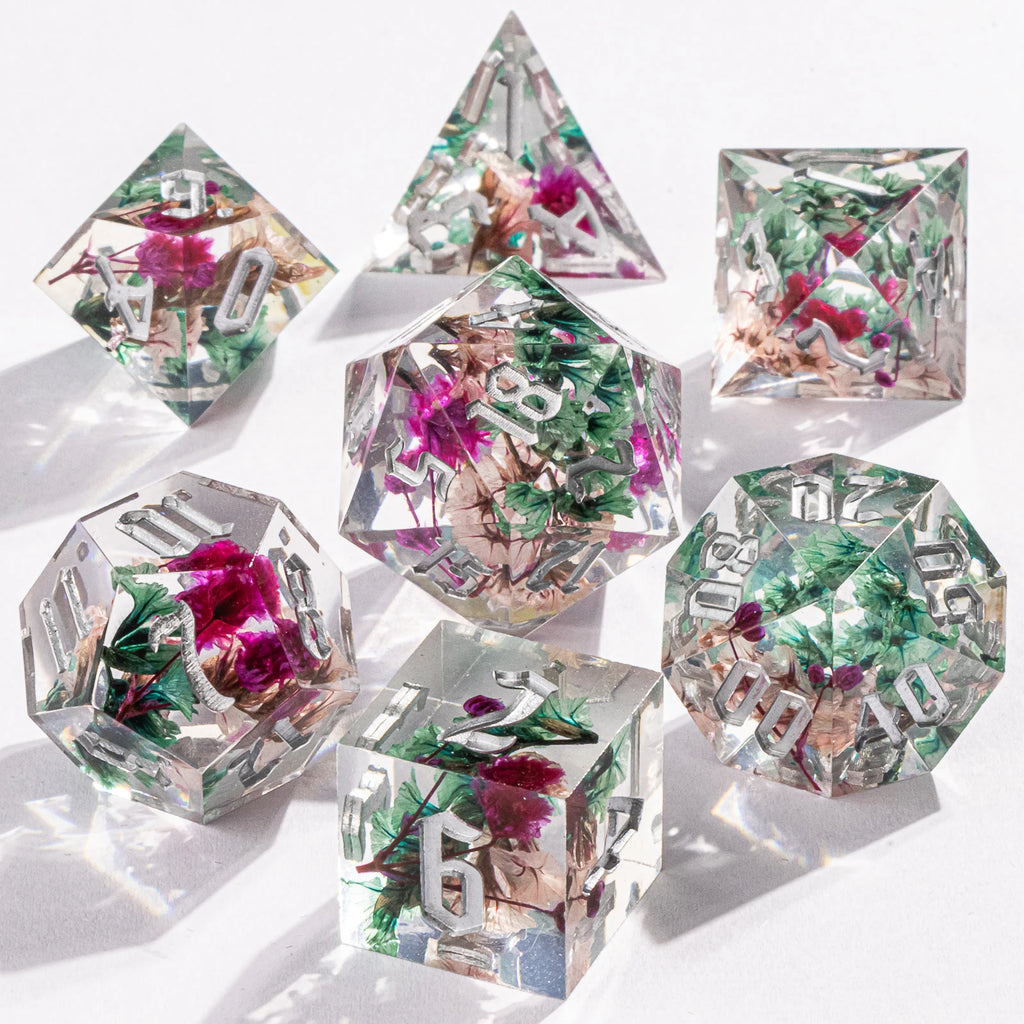 Handmade Resin 7-Piece D20 Polyhedral Dice Set for Dungeons & Dragons & Tabletop RPGs