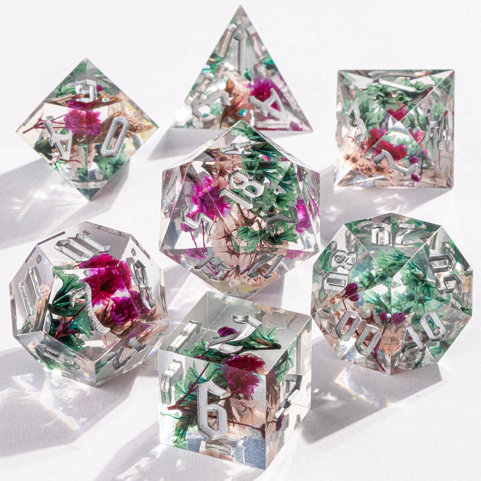 Handmade Resin 7-Piece D20 Polyhedral Dice Set for Dungeons & Dragons & Tabletop RPGs