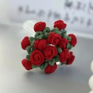 Handmade Crochet Rose Coaster, Heat-Resistant Table Mat for Valentine's Day, Romantic Wedding Gift