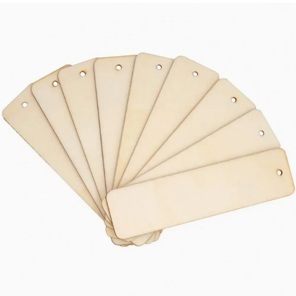 Wooden Blank Bookmarks with Rope — DIY Unfinished Wood Tags (10/20/40/60 Pack)