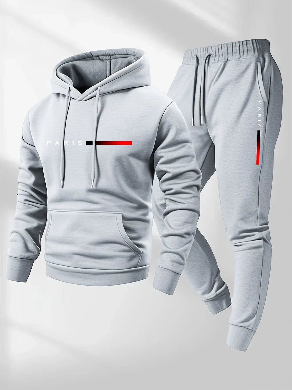 Men's Fleece Hoodie & Jogger Set – Letter Print Pullover Tracksuit for Fall Winter Casual Sportswear
