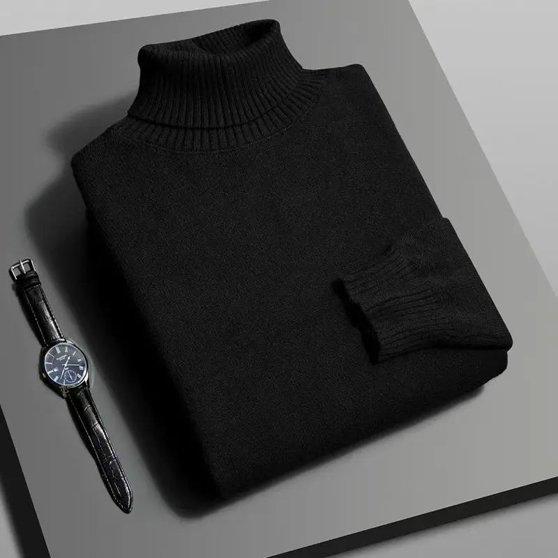 Men's Slim Fit Knit Turtleneck Sweater – Anti-Pilling Long Sleeve Pullover for Autumn & Winter