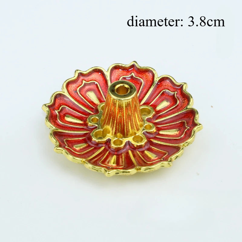 Lotus Alloy Incense Holder Small 1-Pack - Incense Burner for Sticks, Cones & Coils, Home Meditation Decor
