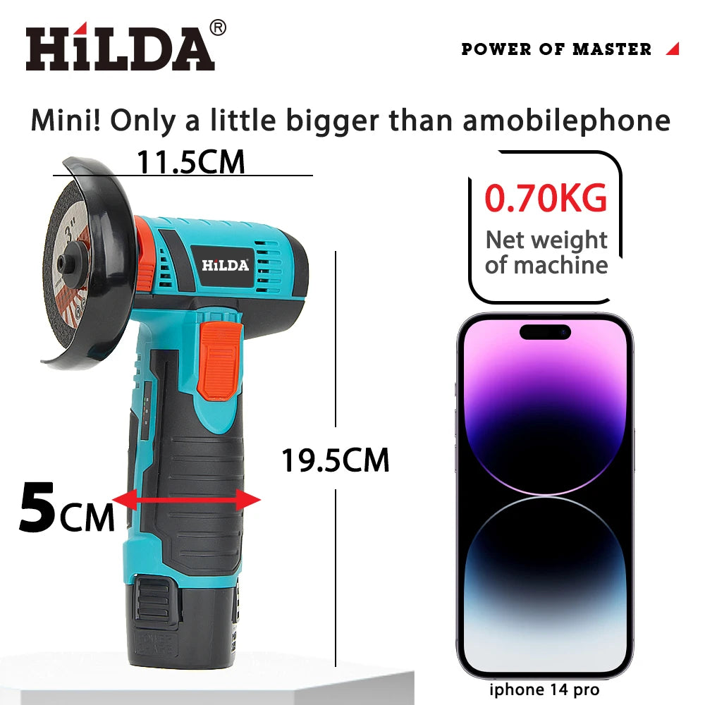 12V Mini Cordless Angle Grinder 76mm (3-inch) — Rechargeable Cutting, Grinding & Polishing Tool for DIY