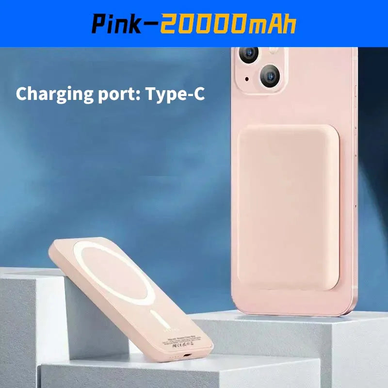20000mAh Magnetic MagSafe-Compatible Wireless Power Bank 22.5W PD Fast Charger for iOS & Android