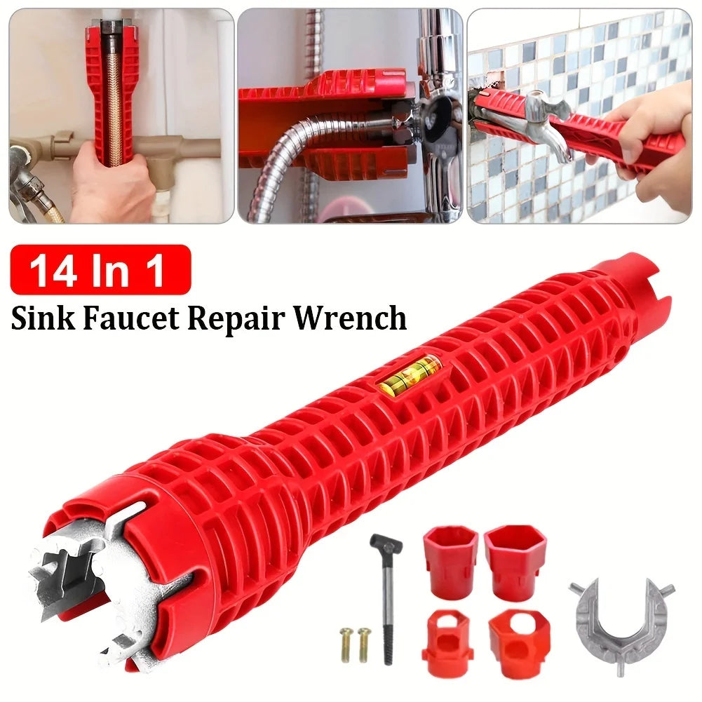 14-in-1 Faucet Wrench Tool Double-Head Ratchet for Bathroom Sink Repair
