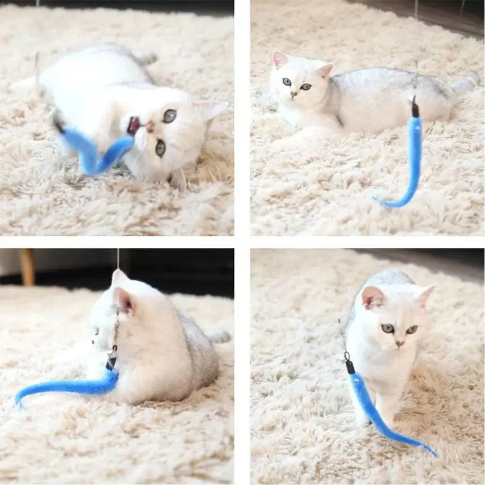 Interactive Cat Feather Toy Refill Kit – Feather Birds, Faux Worm & Foam Ball with Bell for Kittens