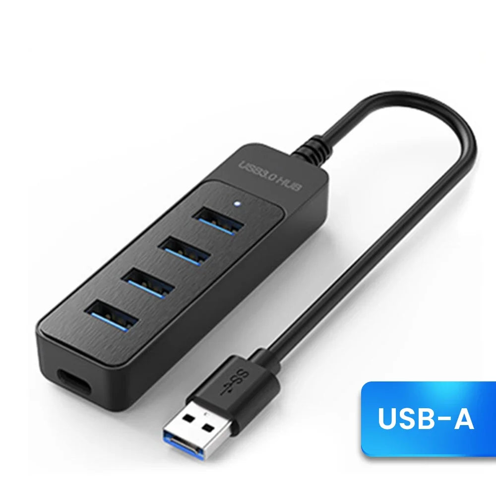 4-Port USB 3.0 Hub – USB-A & USB-C Multi-Function Expansion, Plug & Play