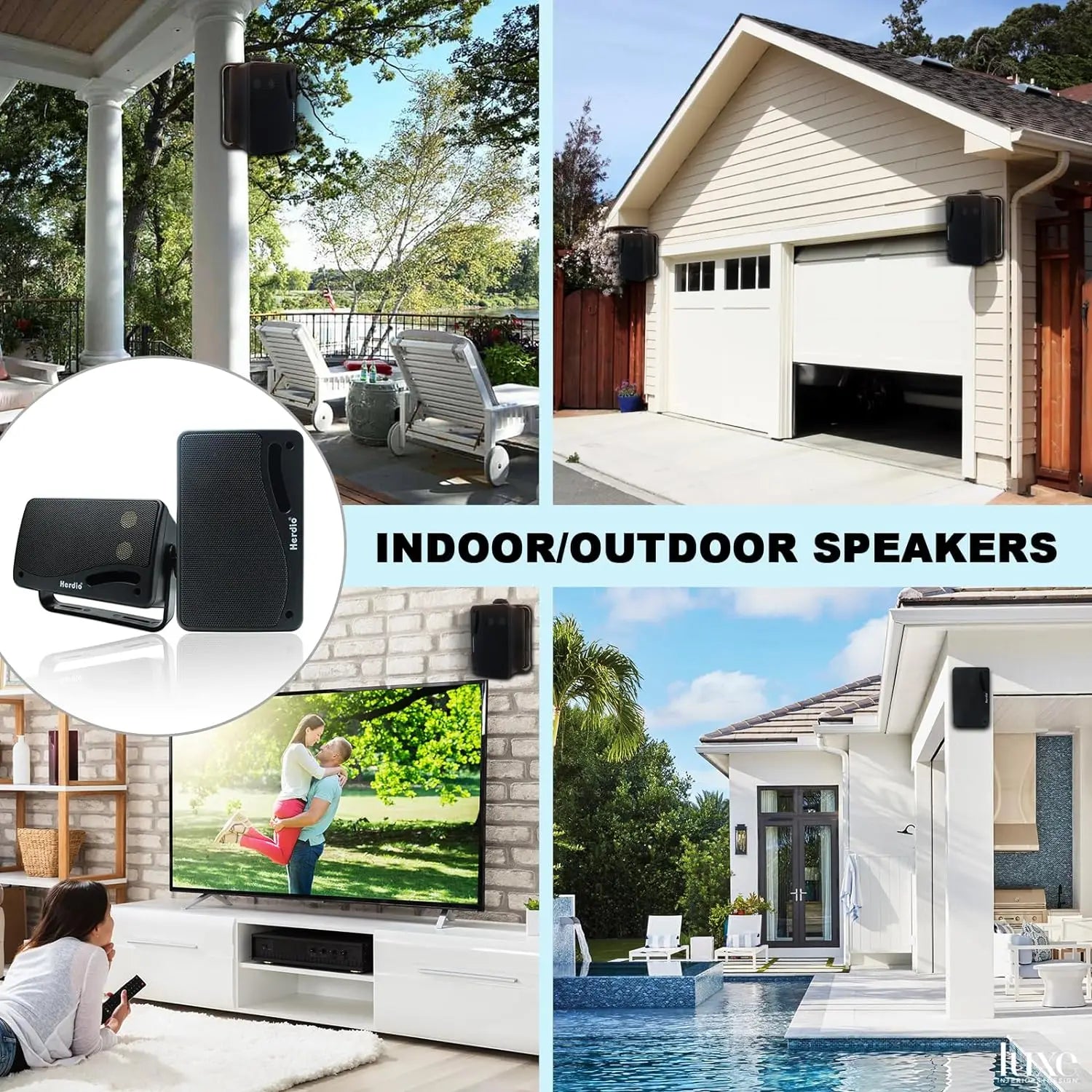 3.5-Inch Wired 200W Passive Outdoor Speakers — 3-Way Waterproof Wall-Mount Pair, ABS Weatherproof