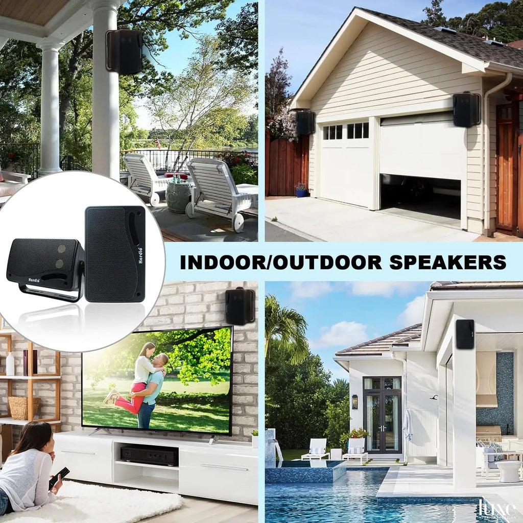 3.5 in (89 mm) Passive Outdoor Wired Speakers — 200W Peak 3-Way Waterproof Mountable Pair for Patio & Boat