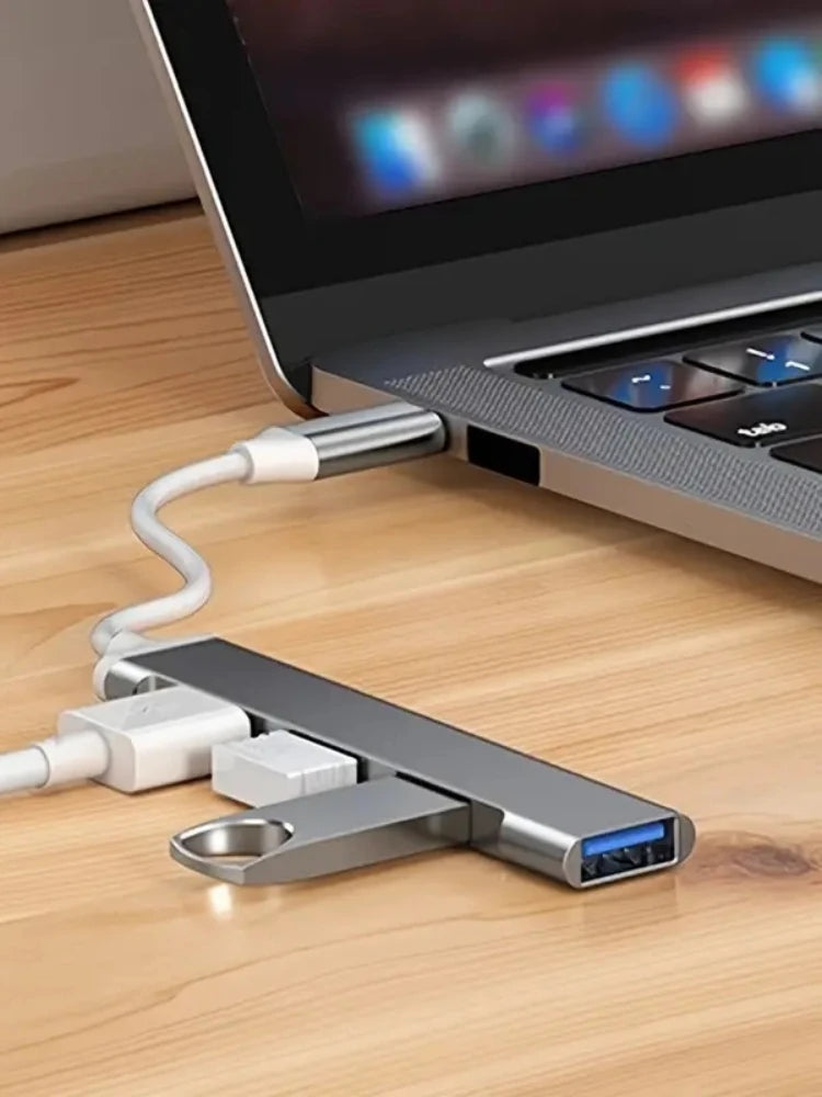 4-Port USB-C Hub with OTG — Type-C Multiport Adapter for 13–15 inch (33–38 cm) Laptops, USB 2.0