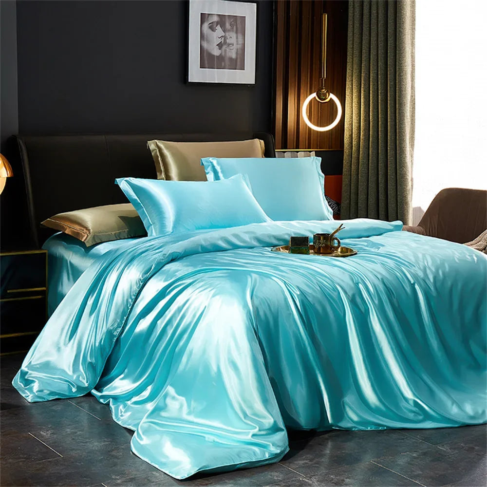 Luxury Silk-Feel Satin Bedding Set - Duvet Cover, Bed Sheet & Pillowcases - Twin/Full/Queen/King (3-5 Pc)