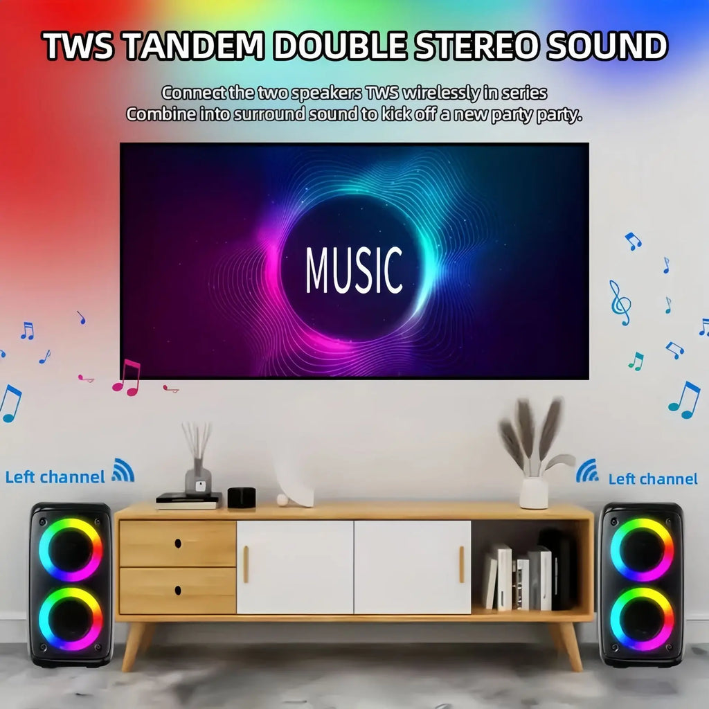 Portable Bluetooth Karaoke Speaker with Microphone, LED Party Light, FM Radio, TF/USB, 10W TWS