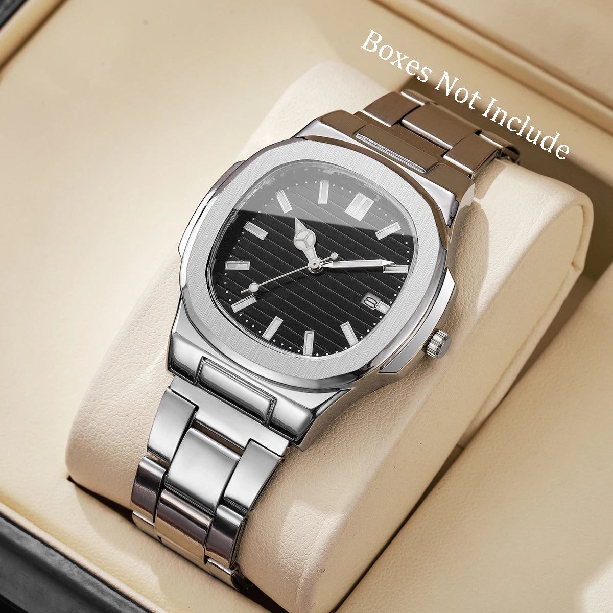 Men's Square Dial Quartz Watch with Date – Alloy Strap Business Dress Watch