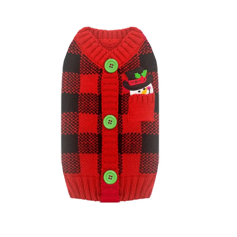 Christmas Knitted Dog Sweater – Winter Striped Cartoon Pet Coat, Sizes XXS–XXL (8.66–24.02 in / 22–61 cm Back)