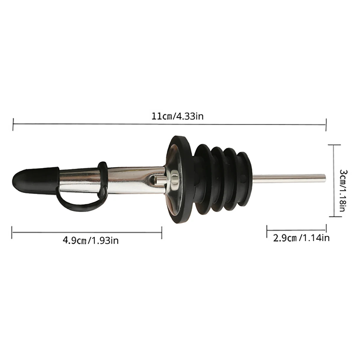3-Pack Stainless Steel Bottle Pourer Spouts with Stoppers - Wine & Olive Oil Dispenser