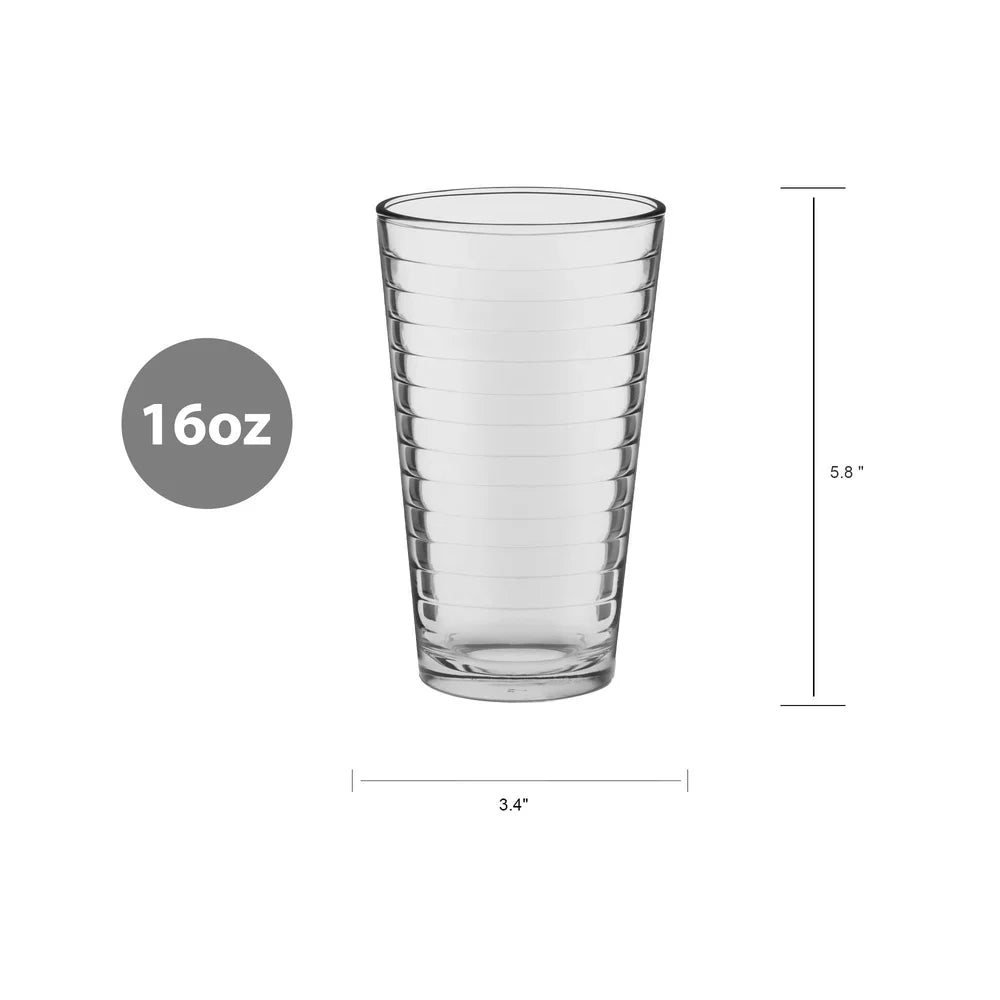 8-Piece 16.2 oz (480 ml) Highball Glasses – Stackable Clear Drinkware Set, Dishwasher Safe Square Glasses for Home Bar & Parties