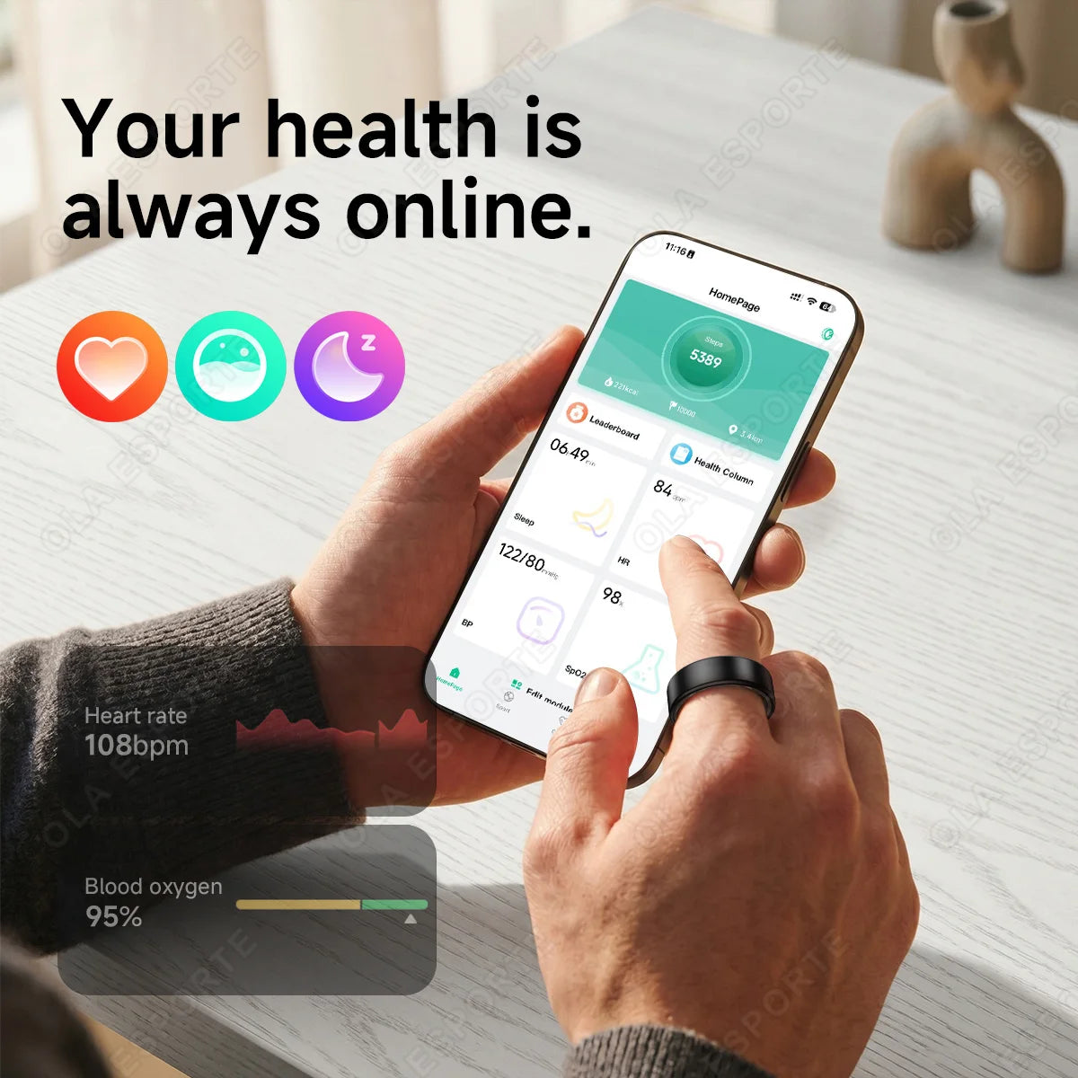 Smart Ring with Charging Case – Unisex Health Tracker, Heart Rate & SpO2 Monitor, Sleep Tracking, IP68 Waterproof, Multi-Sport Modes, Multiple Sizes