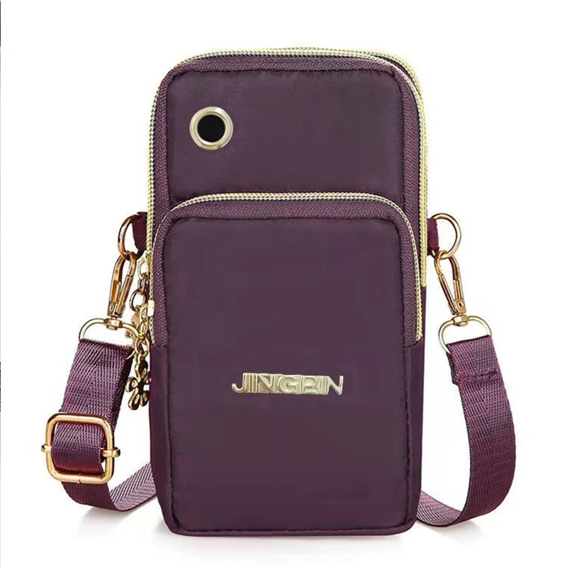 Women's Mini Crossbody Bag – Vertical Wrist Wallet & Phone Pouch, Nylon Zipper Purse
