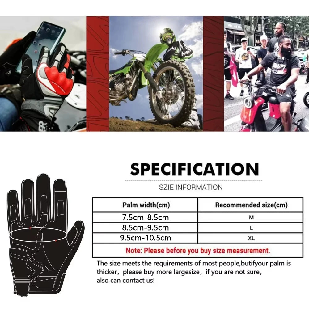 Reflective Full-Finger Motorcycle Gloves — Touchscreen, Anti-Slip, Knuckle Protection