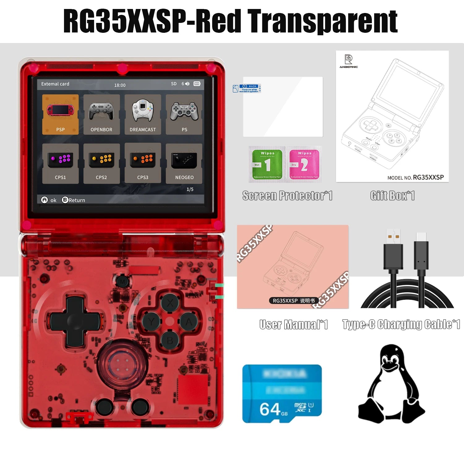 Retro Handheld Game Console - 3.5-inch (8.9 cm) IPS Screen, 3300mAh Battery, HDMI TV Out, Bluetooth 4.2, 5500+ Games